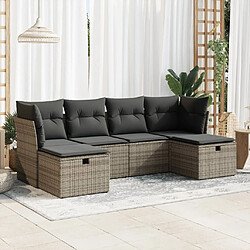 vidaXL Salon de jardin 6 pcs avec coussins gris résine tressée