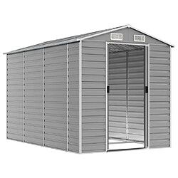 Helloshop26 Abri de jardin cabane cabanon maison de stockage remise extérieur hangar outils robuste clair 191 x 300 x 198 cm acier galvanisé gris 02_0022243