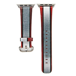 Wewoo Bracelet rouge et gris pour Apple Watch Series 3 & 2 & 1 42mm + Bande Motif PU En Cuir Montre