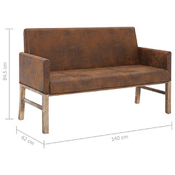 vidaXL Banc avec accoudoir 140 cm Marron Similicuir daim pas cher