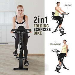 BIGZZIA Vélo d'appartement Pliable - HOME FITNESS CODE - Résistance réglables - Entraînement Gym - Noir