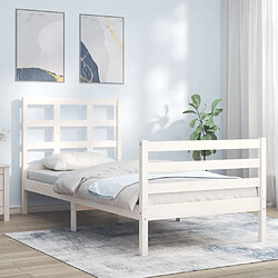 Maison Chic Cadre/structure de lit avec tête de lit pour adulte - Lit Moderne Chambre blanc simple bois massif -MN64127