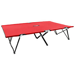 Helloshop26 Lit de camp double de camping meuble d'extérieur pliable 2 places rouge acier 02_0012793