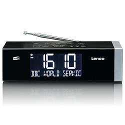 Lenco Radio-réveil FM stéréo avec horloge à commande radio et entrée AUX CR-640BK Noir-Argent