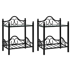 Maison Chic Lot de 2 Tables de chevet,Table de nuit,Table d'appoint pour salon Acier et verre trempé 45x30,5x60 cm Noir -MN35660