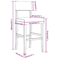 vidaXL Chaises de bar lot de 2 bois massif d'hévéa et similicuir pas cher