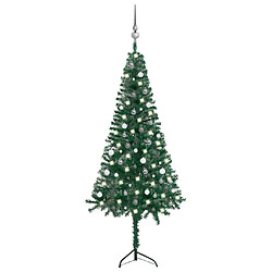 vidaXL Arbre de Noël artificiel d'angle LED et boules Vert 240 cm PVC