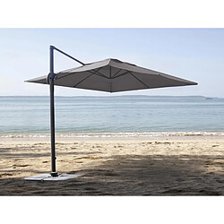 Parasol en aluminium carré coloris taupe avec pied en croix + housse incluse Trinidad - 3 x 3 x 2,66 m - Jardiline