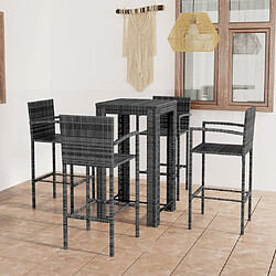 Maison Chic Jeu de bar de jardin 5 pcs avec accoudoirs,Mobilier d'extérieur Résine tressée Gris -GKD352409