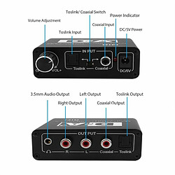 Acheter Convertisseur Audio Numérique Vers Analogique Avec Câble Usb Toslink Optique Vers Analogique L/R Rca Audio Noir