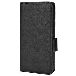 Etui en PU texture litchi, anti-rayures avec support noir pour votre Xiaomi Redmi 9A/Redmi 9AT