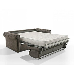 Acheter Inside 75 Canapé 2-3 places CHESTERFIELD Convertible Express 160 cm sommier lattes matelas 16 velours gris éléphant