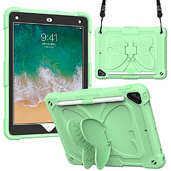 Coque en TPU + silicone avec béquille et bandoulière vert pour votre Apple iPad 9.7 pouces (2018)/(2017)/iPad Air 2