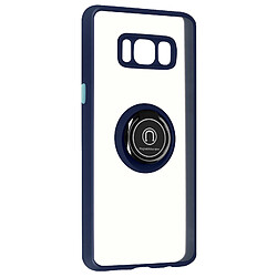 Avizar Coque pour Samsung Galaxy S8 Bi-matière Bague Métallique Support Vidéo bleu