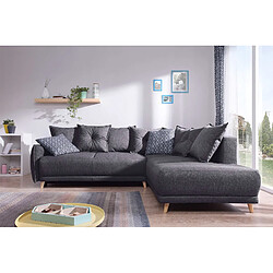 Bestmobilier Lena - canapé d'angle droit convertible - 5 places - gris foncé - style scandinave