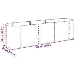 vidaXL Lit surélevé de jardin 320x80x81 cm Acier galvanisé Argenté pas cher