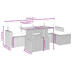 Avis vidaXL Salon de jardin avec coussins 6 pcs beige résine tressée