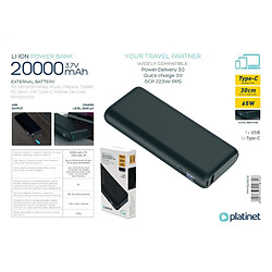 Acheter Platinet Batterie de Secours 20000mAh 65W PD Quick Charge avec Affichage LED Noir