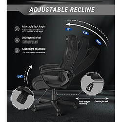 Avis Fauteuil de Bureau Inclinable - BIGZZIA Fauteuil Gamer Hauteur Réglable - avec dossier respirant et appui-tête confortable - Noir