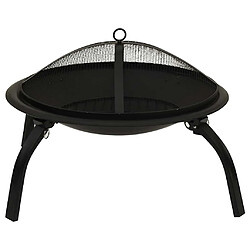 Avis vidaXL Foyer et barbecue avec tisonnier 2 en 1 56x56x49 cm Acier