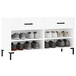 Avis Maison Chic Banc à chaussures | Meuble de rangement à chaussures Meuble d'Entrée blanc 102x35x55 cm bois d'ingénierie -MN36255