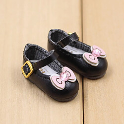 Bowknot rhinestones sangle de cheville pu chaussures en cuir pour 12 '' blythe poupées noir