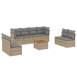 Maison Chic Ensemble à manger d'extérieur 9 pcs avec coussins,Salon de jardin,Mobilier de jardin mélange beige résine tressée -GKD276112