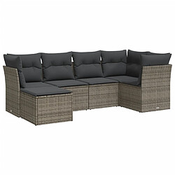 Maison Chic Salon de jardin 6 pcs avec coussins | Ensemble de Table et chaises | Mobilier d'Extérieur gris résine tressée -GKD89754