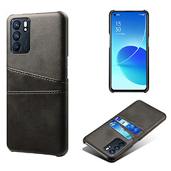 Coque en TPU + PU avec double porte-cartes noir pour votre Oppo Reno6 5G