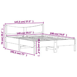 Vidaxl Cadre de lit 140x190 cm bois de pin massif pas cher