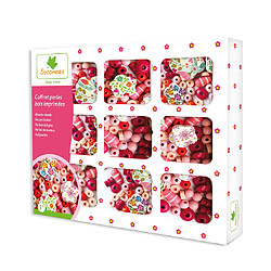 Au Sycomore Coffret perles en bois motif fleurs