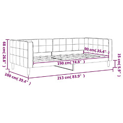 vidaXL Lit de repos sans matelas gris clair 90x190 cm velours pas cher