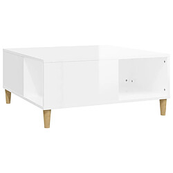 Maison Chic Table basse,Table Console Table d'appoint, Table pour salon blanc brillant 80x80x36,5 cm bois d'ingénierie -MN74392