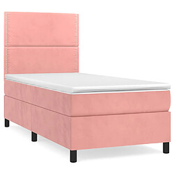 vidaXL Sommier à lattes de lit avec matelas Rose 90x200 cm Velours