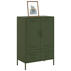 Avis vidaXL Buffet haut vert olive 68x39x101,5 cm acier