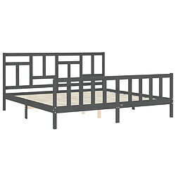 Maison Chic Lit adulte - Cadre Structure de lit avec tête de lit Contemporain gris 200x200 cm bois massif -MN55397 pas cher