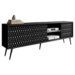 Bestmobilier Wairoa - meuble TV 3 portes et 2 niches - noir - 175 cm