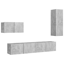 vidaXL Ensemble de meubles TV 4 pcs Gris béton Bois d'ingénierie