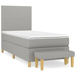 Maison Chic Lit Adulte - Lit simple Lit à sommier tapissier avec matelas moelleux - Meuble de Chambre - Gris clair 100x200cm Tissu -MN32560