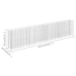 vidaXL Lit surélevé à gabion Acier galvanisé 360x30x90 cm pas cher