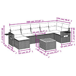 Avis Maison Chic Salon de jardin 8 pcs avec coussins | Ensemble de Table et chaises | Mobilier d'Extérieur gris résine tressée -GKD76471