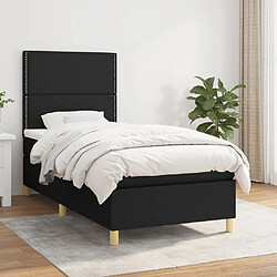 Maison Chic Structures de lit + matelas,Lit à sommier tapissier et matelas pour Chambre Noir 80x200 cm Tissu -MN28231