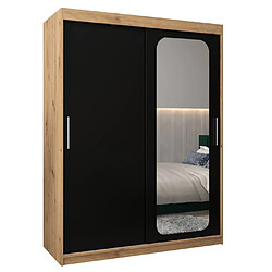 Abiks Meble Armoire PROMO T2 À Portes Coulissantes 200/150/62 2 Portes (Artisan/Noir)