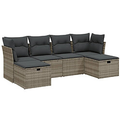 vidaXL Salon de jardin 6 pcs avec coussins gris clair résine tressée