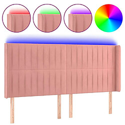 Maison Chic Tête de lit scandinave à LED,meuble de chambre Rose 183x16x118/128 cm Velours -MN50176