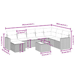 Avis Maison Chic Salon de jardin avec coussins 9 pcs, Ensemble Tables et chaises de jardin, beige résine tressée -GKD268356