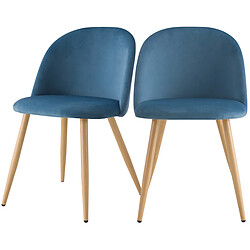 Rendez Vous Deco Chaise Cozy en velours bleu (lot de 2)