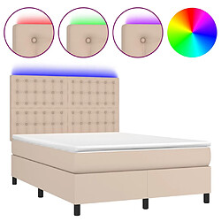 vidaXL Sommier à lattes de lit avec matelas LED Cappuccino 140x200 cm