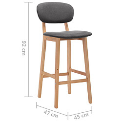 vidaXL Tabourets de bar lot de 2 gris foncé tissu pas cher