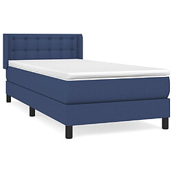 Maison Chic Structures de lit + matelas,Lit à sommier tapissier avec matelas Bleu 90x190 cm Tissu -MN29575